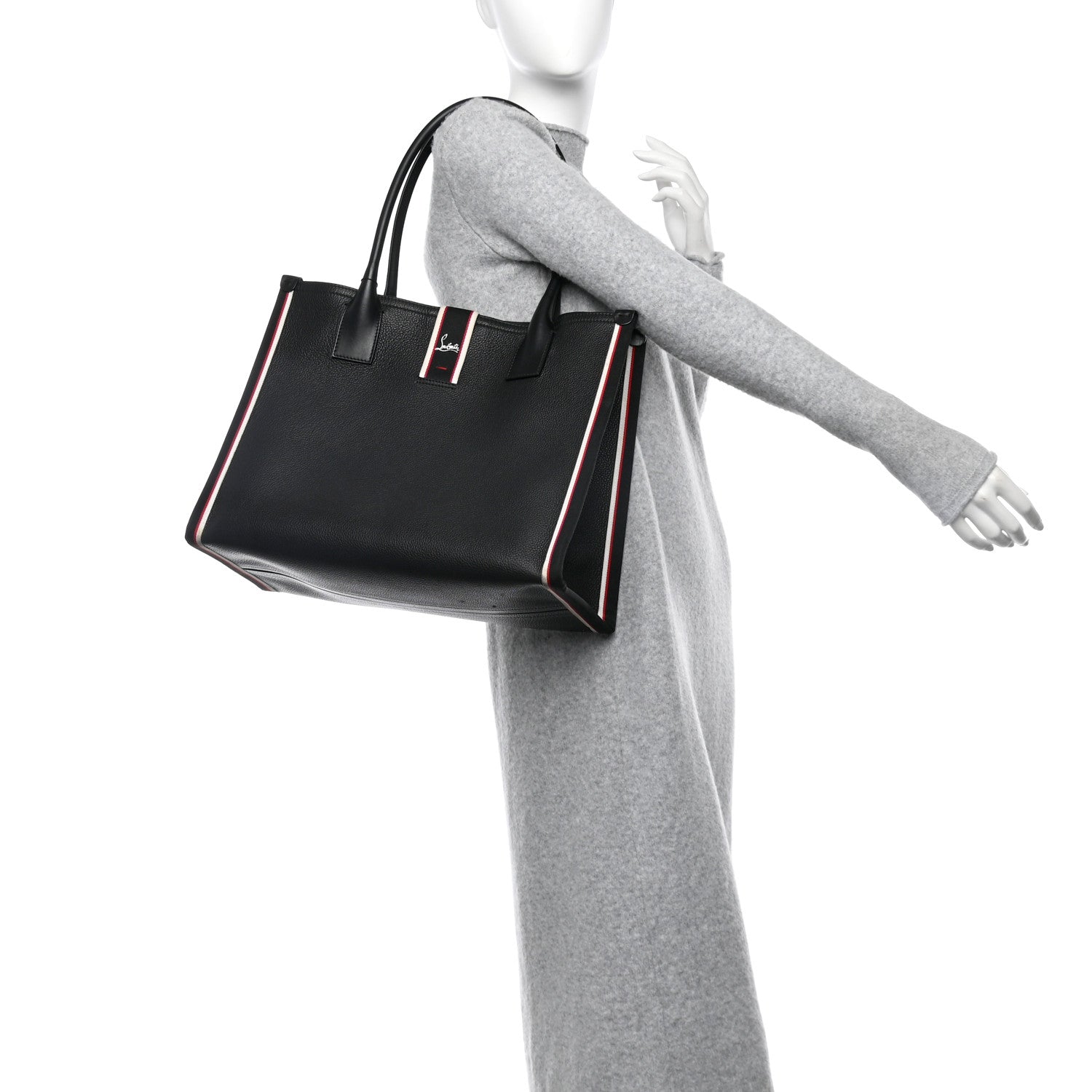 Grained Calfskin Large Nastroloubi Tote Black