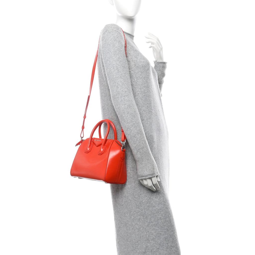 Shiny Lord Calfskin Mini Antigona Bright Orange