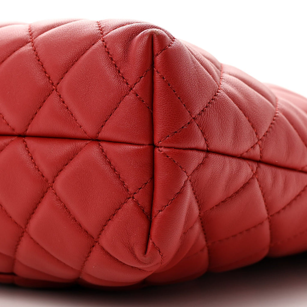 Lambskin Quilted Urban Delight Tote Red