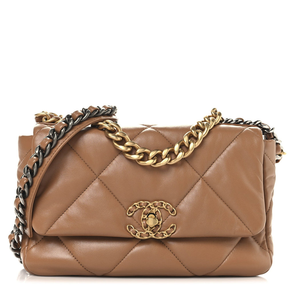Lambskin Quilted Medium Chanel 19 Flap Brown