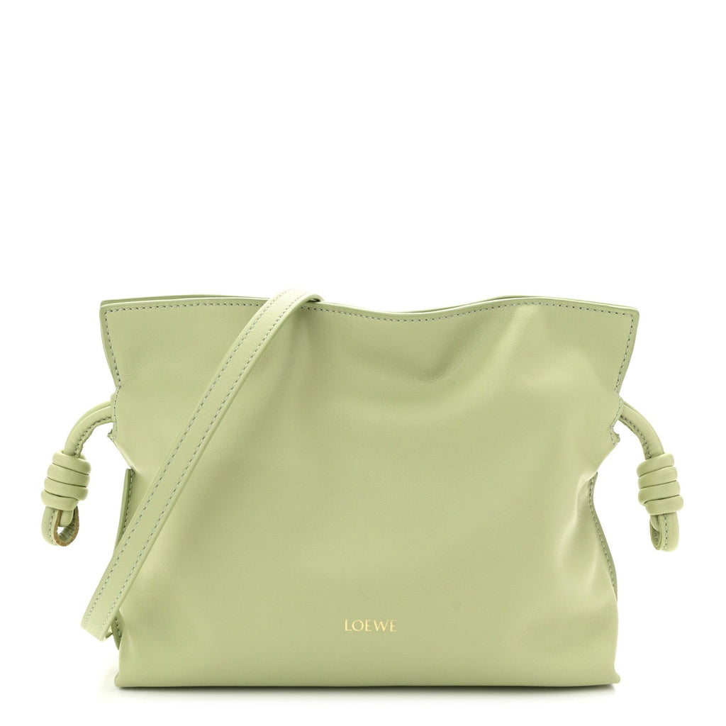 Calfskin Mini Flamenco Knot Clutch Light Pear