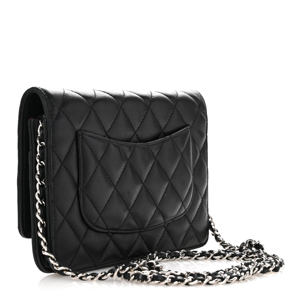 Lambskin Quilted Wallet On Chain WOC Black
