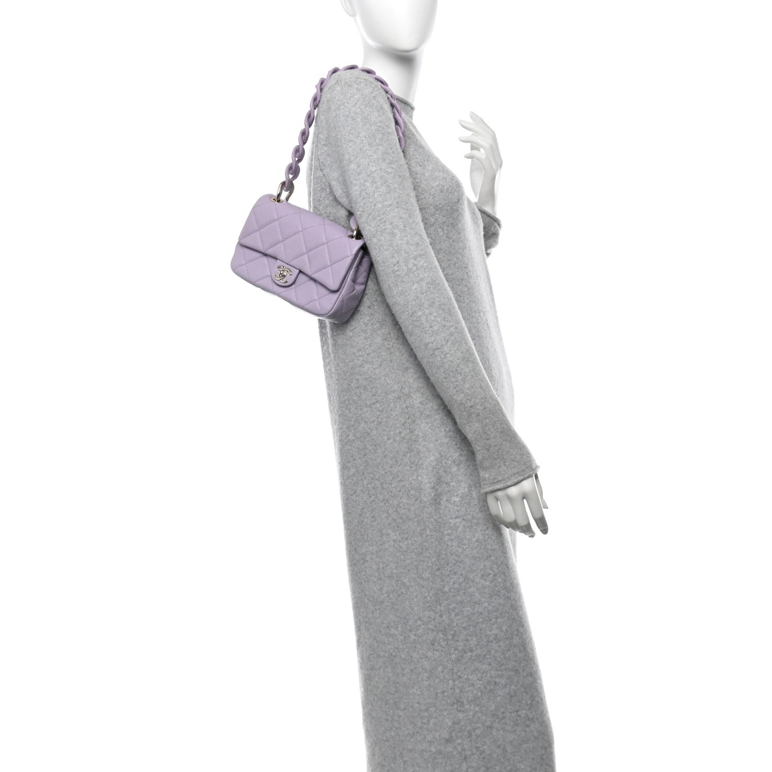 Caviar Quilted Funky Match Mini Flap Light Purple