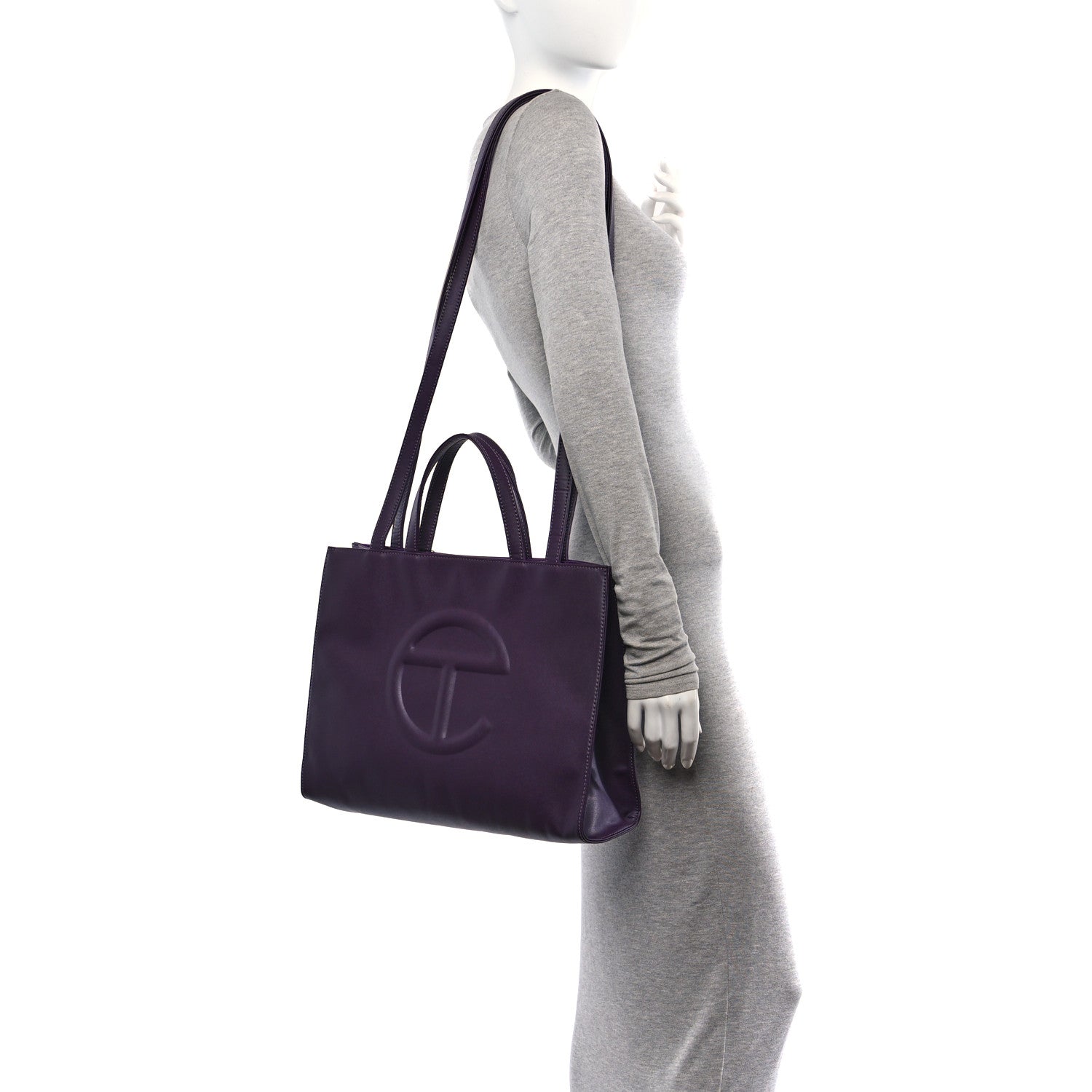 Vegan Leather Medium Shopping Bag Eggplant