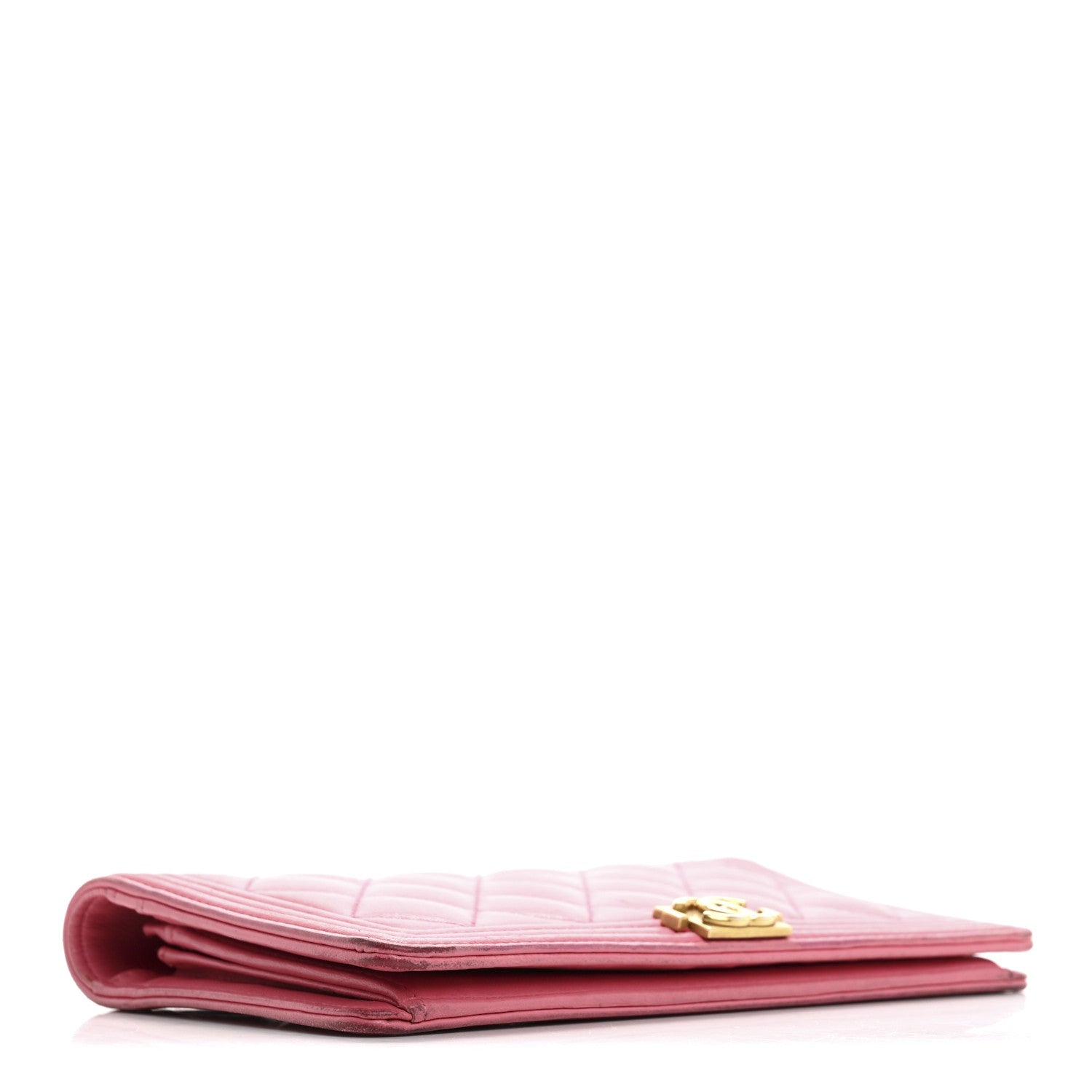 Lambskin Quilted Boy Yen Wallet Pink