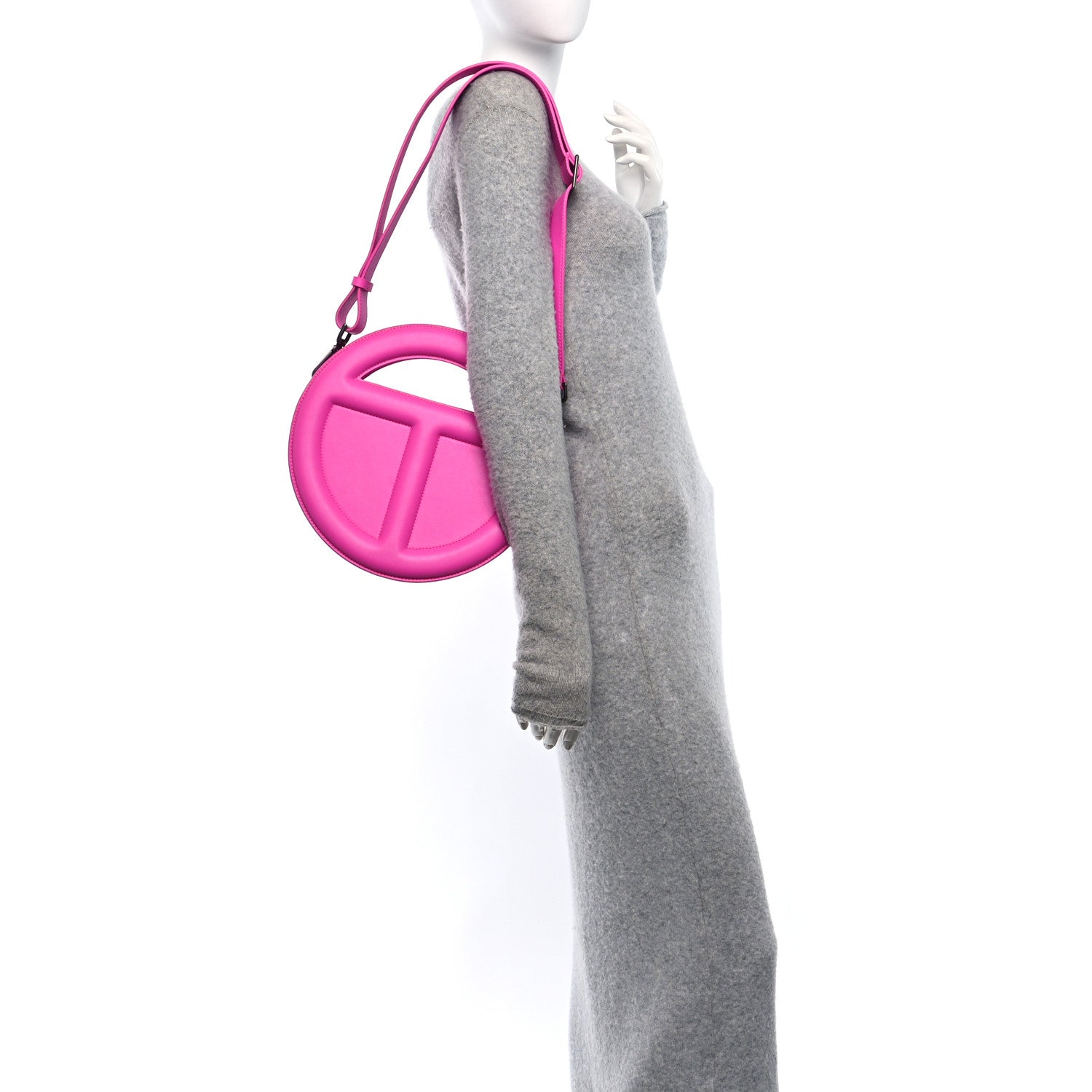 Vegan Leather Round Circle Bag Azalea