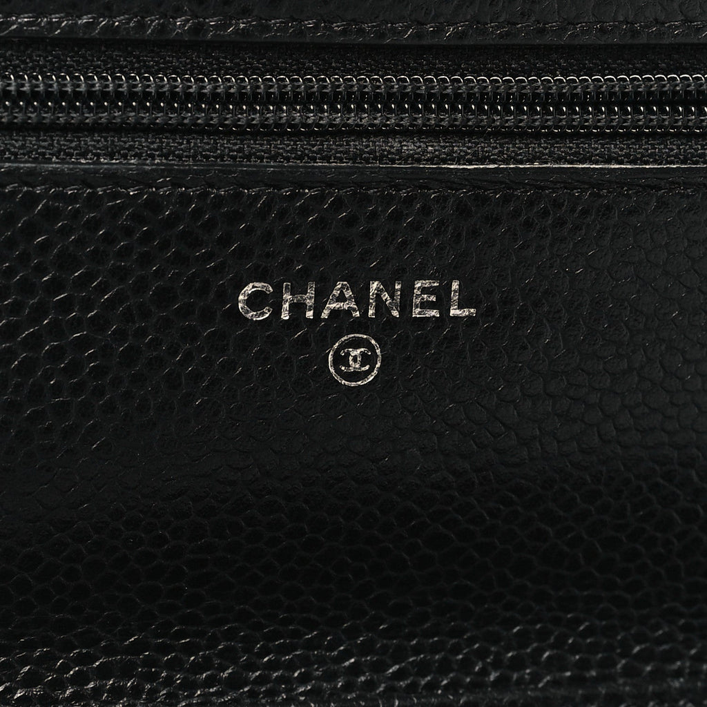Caviar Quilted Wallet on Chain WOC Black
