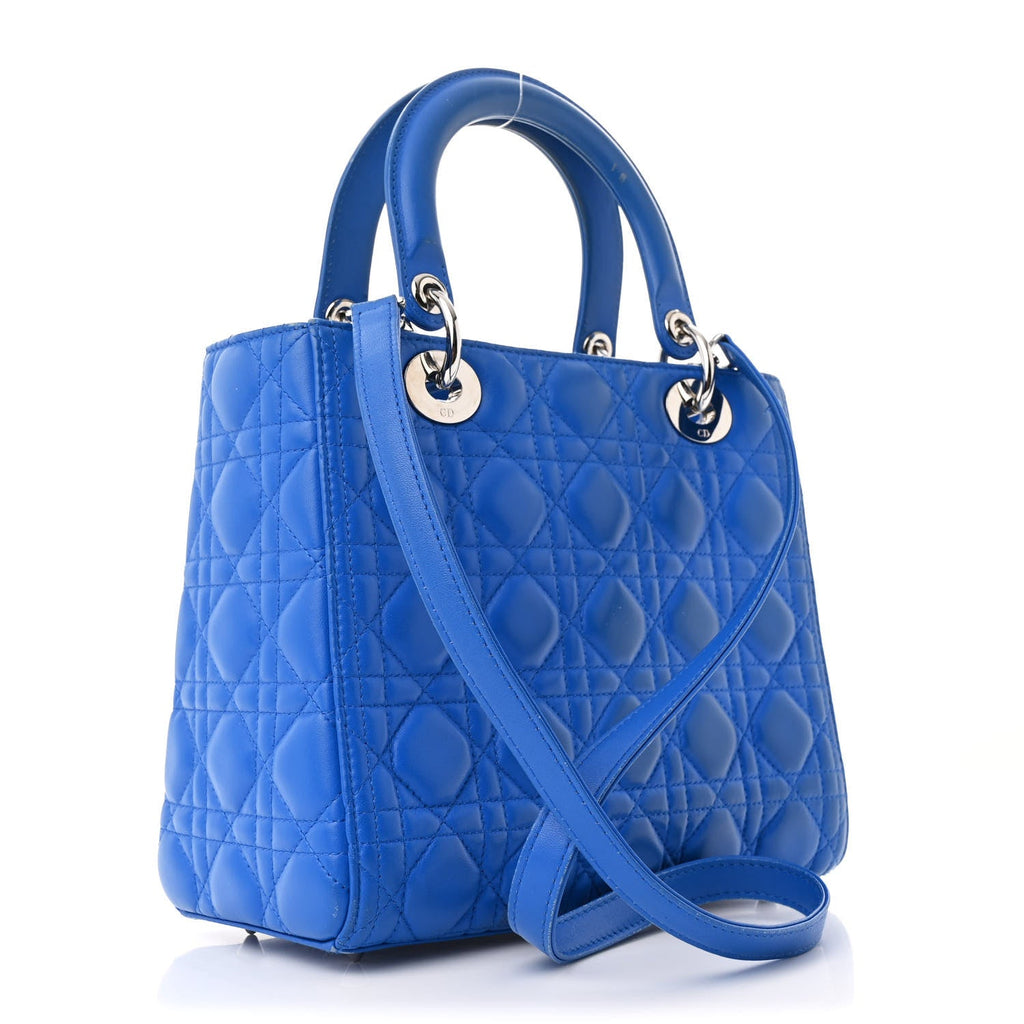 Lambskin Cannage Medium Lady Dior Blue