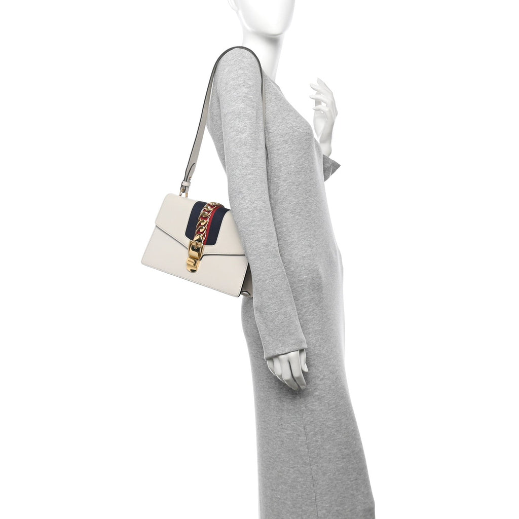 Calfskin Small Sylvie Shoulder Bag Off White