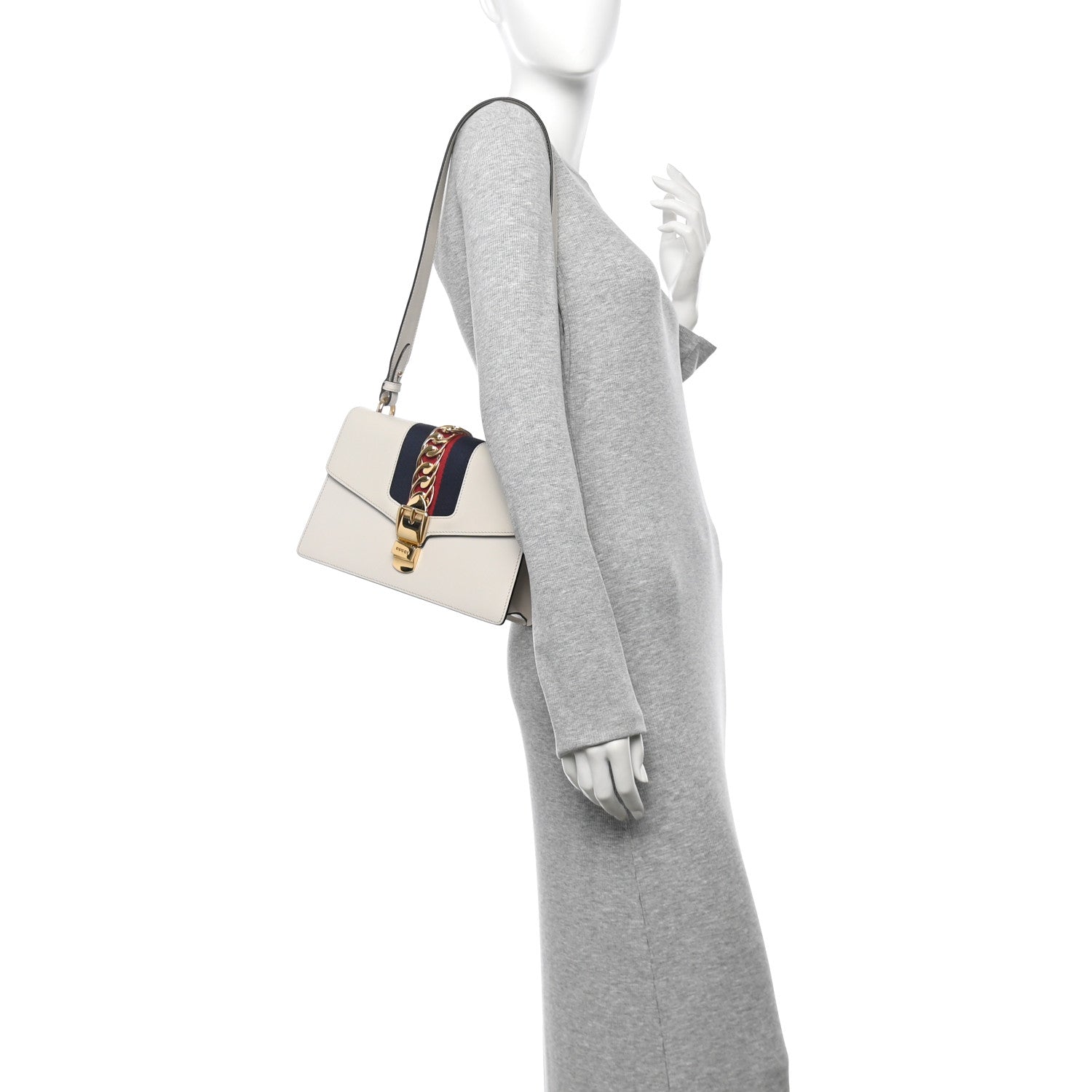 Calfskin Small Sylvie Shoulder Bag Off White
