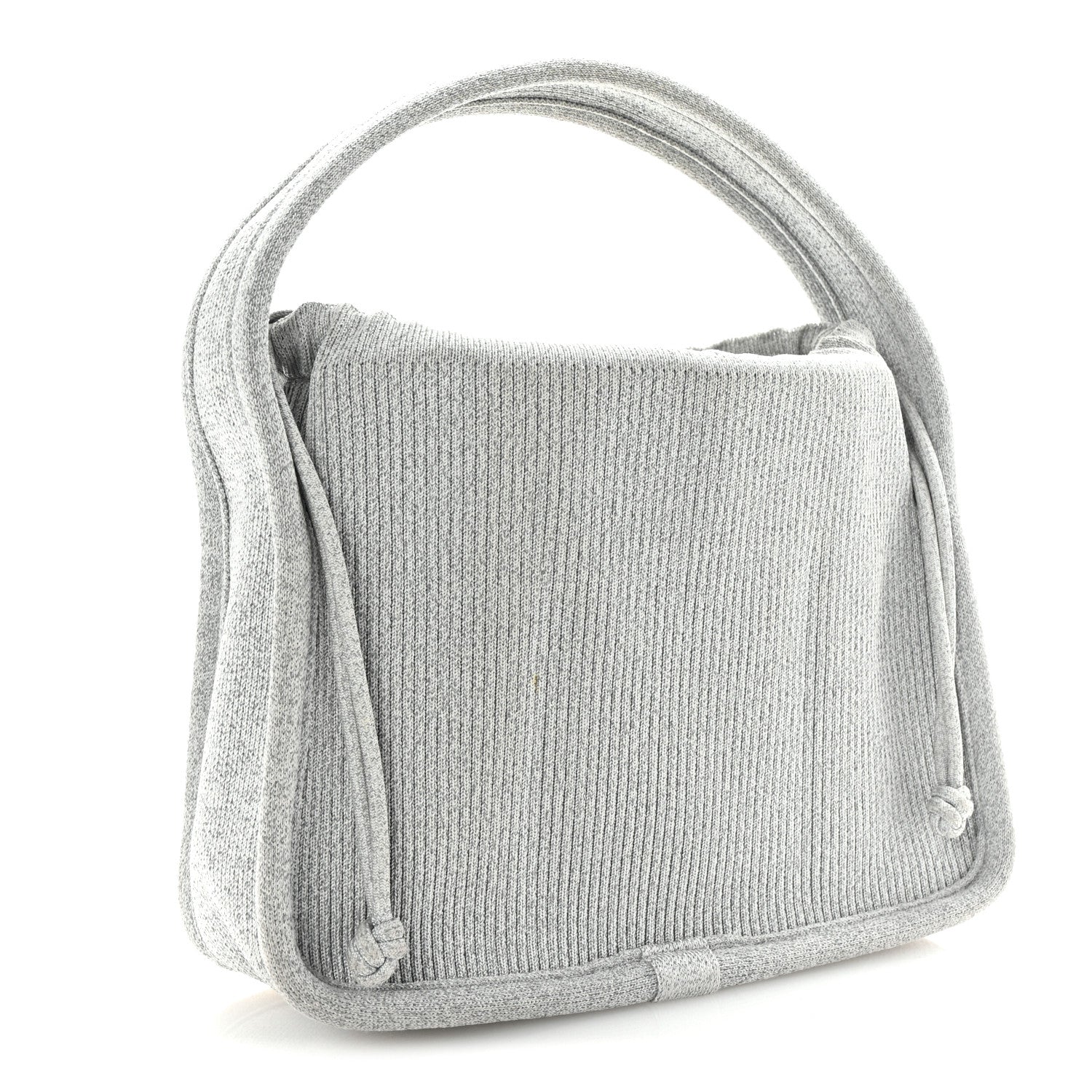 Metallic Ribbed Knit Small Ryan Bag Silver