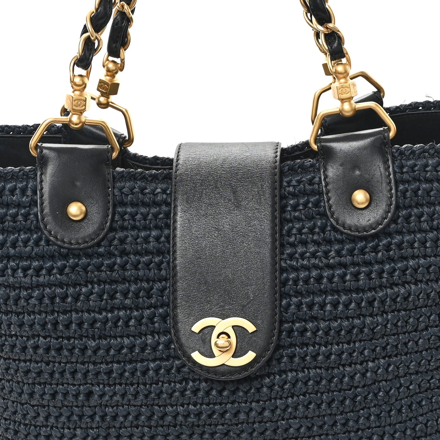 Straw Raffia Tote Black