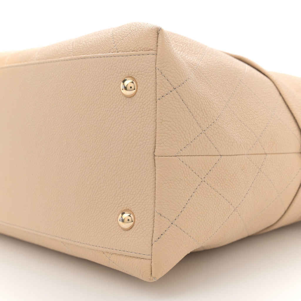 Caviar Stitched Shopping Tote Beige