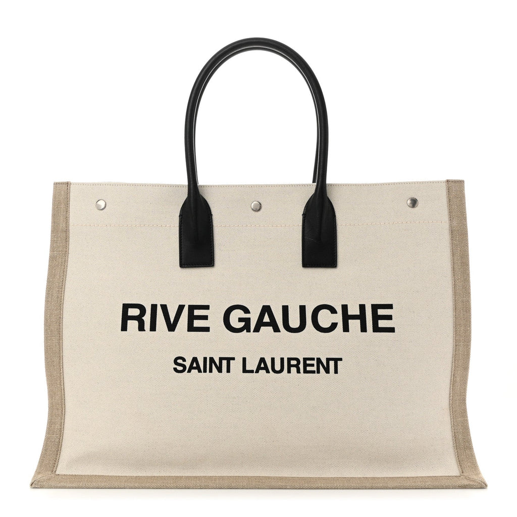 Linen Calfskin Rive Gauche Tote Optic White