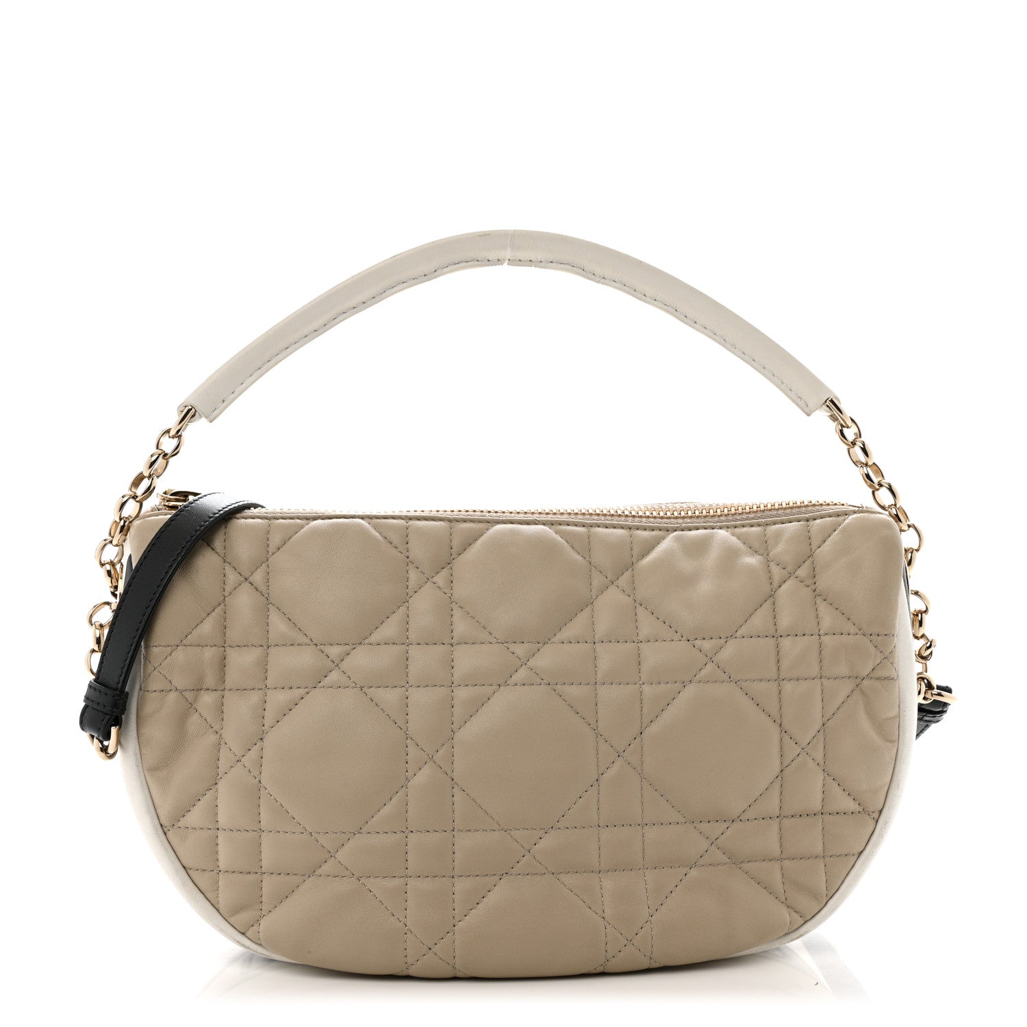 Lambskin Cannage Medium Dior Vibe Hobo Bag Beige