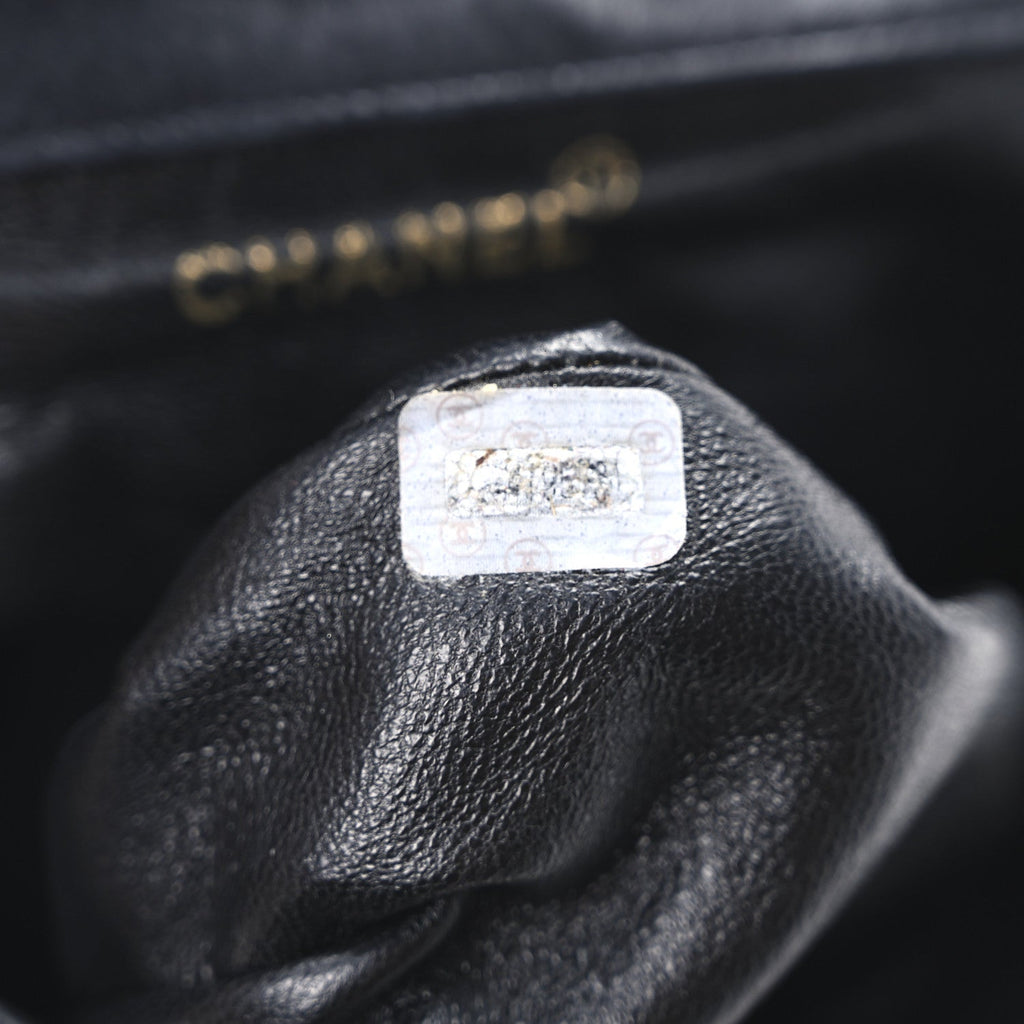 Lambskin Quilted Drawstring Backpack Black