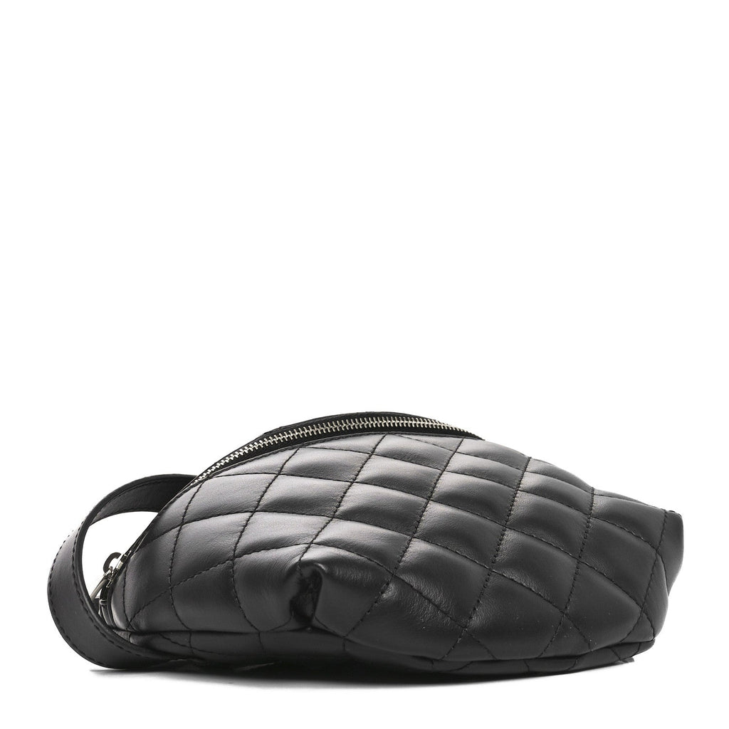 Calfskin Quilted Waist Belt Bag Black
