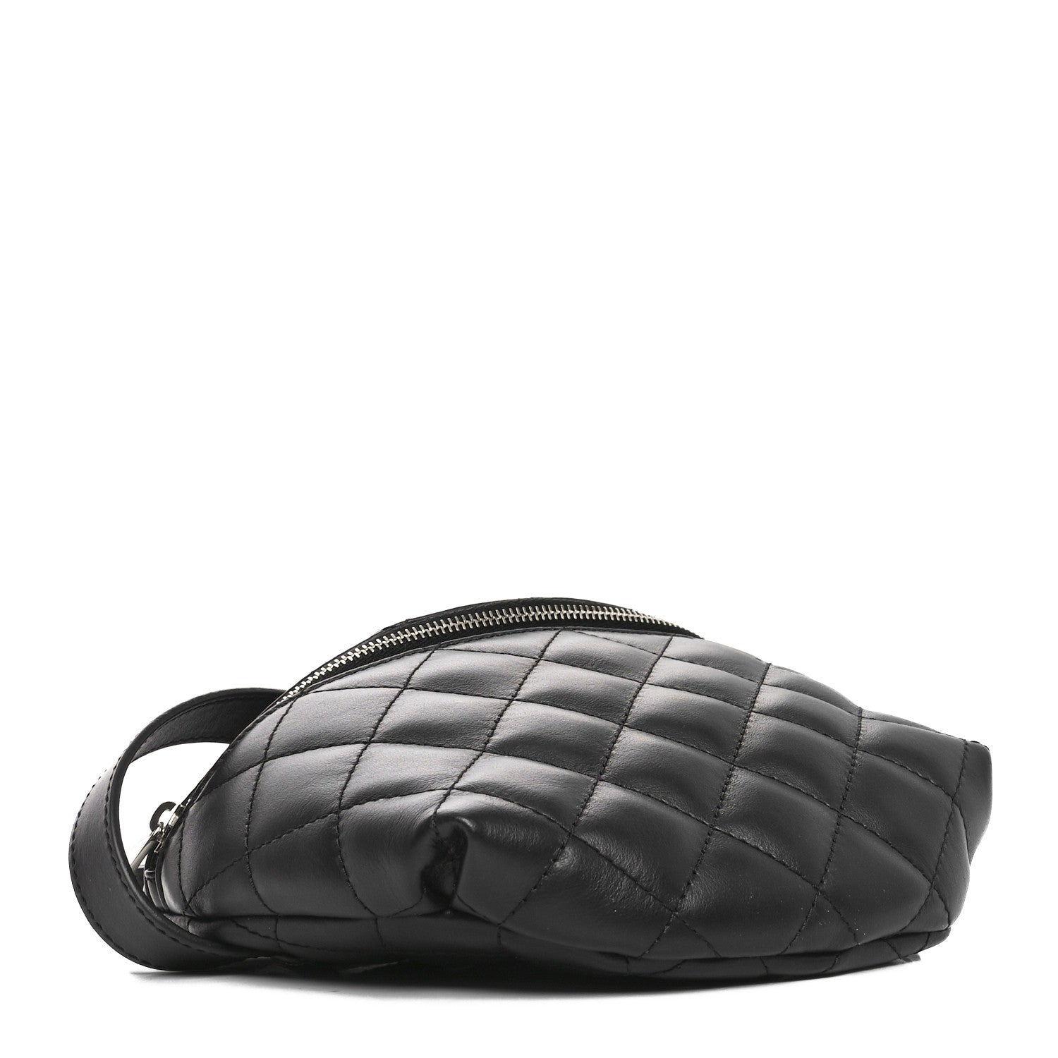 Calfskin Quilted Waist Belt Bag Black