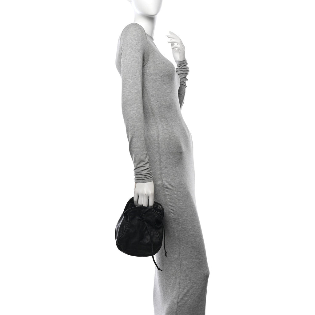 Lambskin Drawstring Bag Black