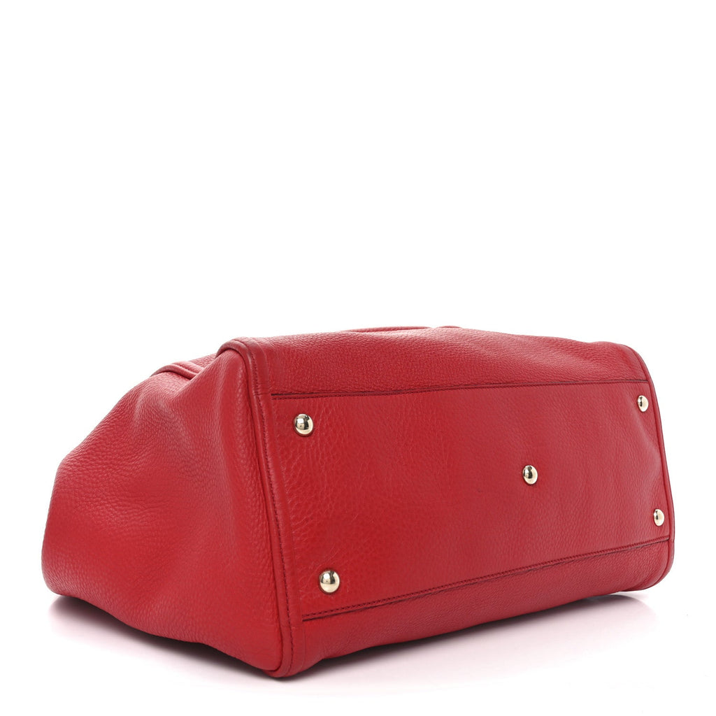 Pebbled Calfskin Medium Soho Shoulder Bag Tabasco Red