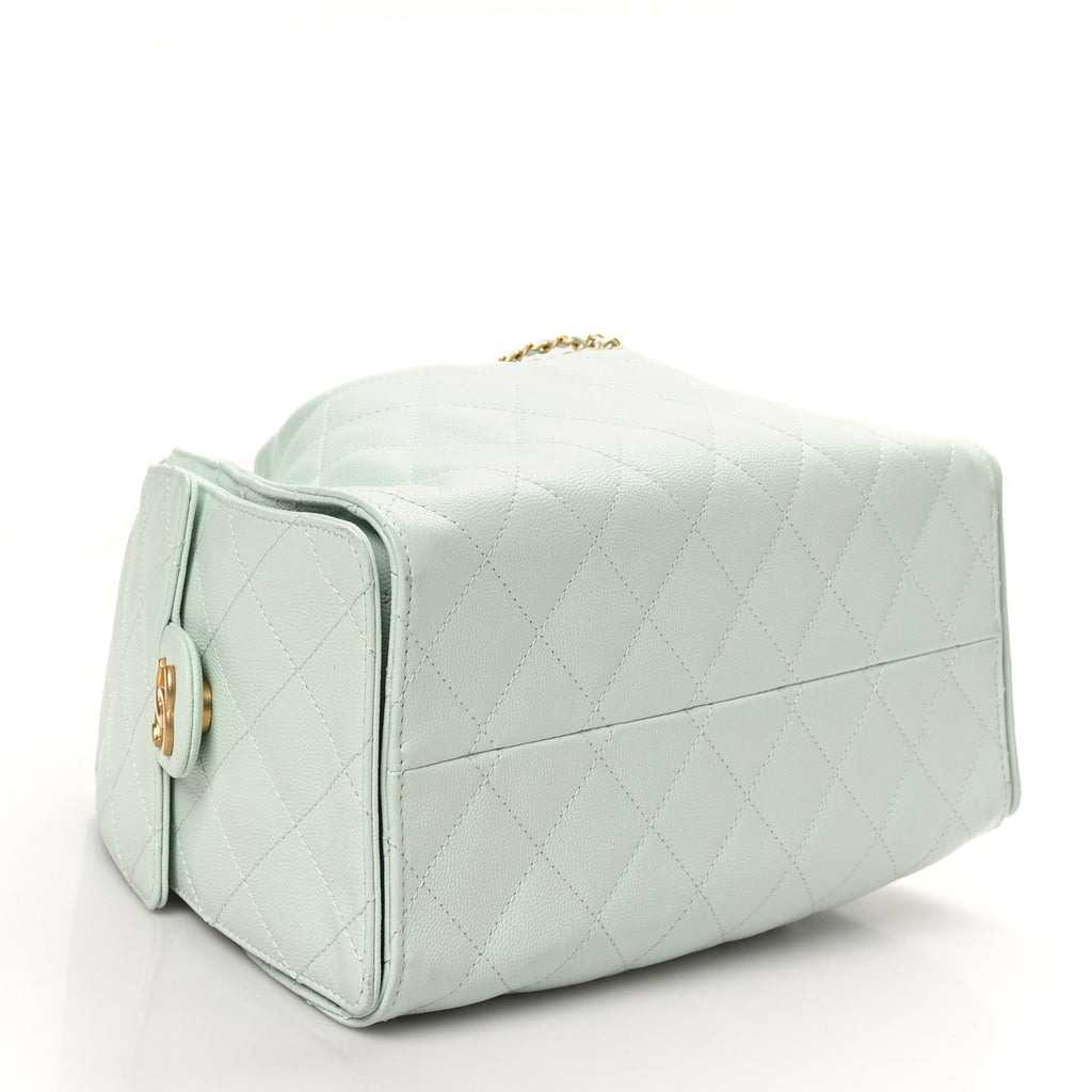 Caviar Quilted Small Chanel 25 Handbag Light Green