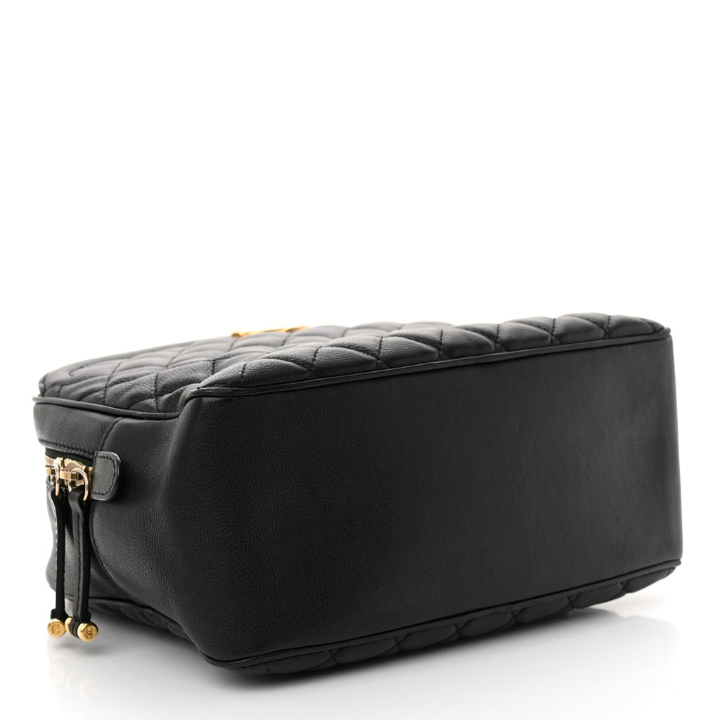 Calfskin Quilted CC Medium Vanity Case Black