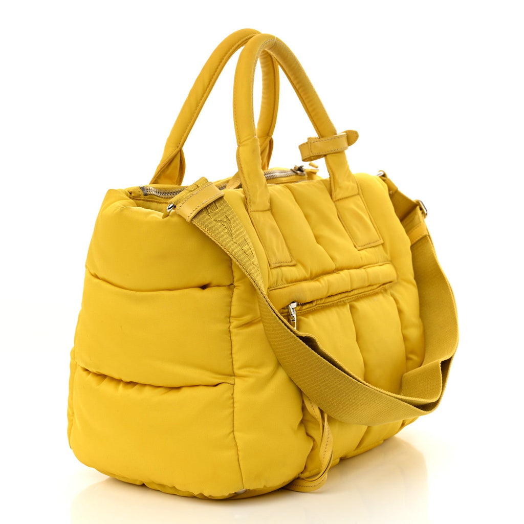 Tessuto Nylon Quilted Bomber Tote Giallo