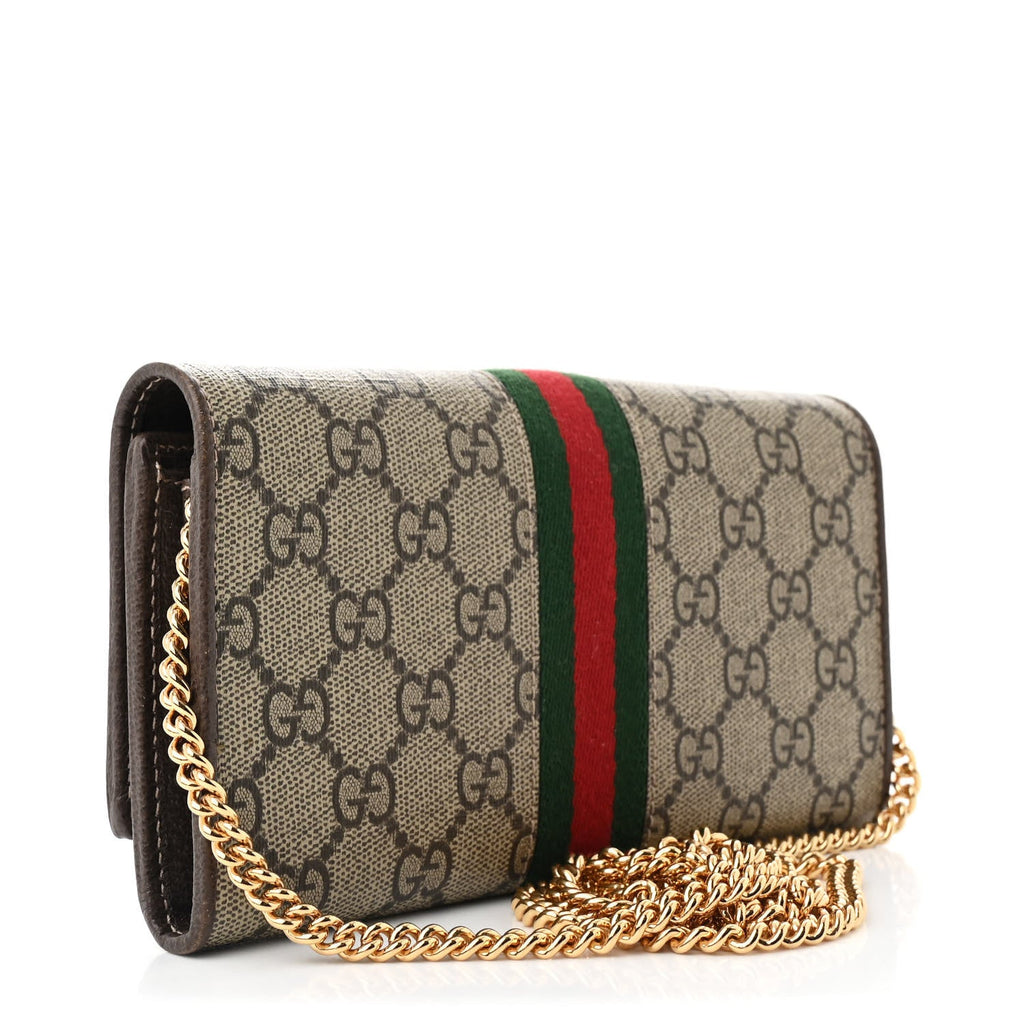 GG Supreme Monogram Web Ophidia Wallet On Chain Brown