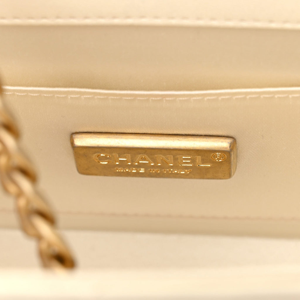 Lambskin Quilted Evening By The Sea Clutch  White