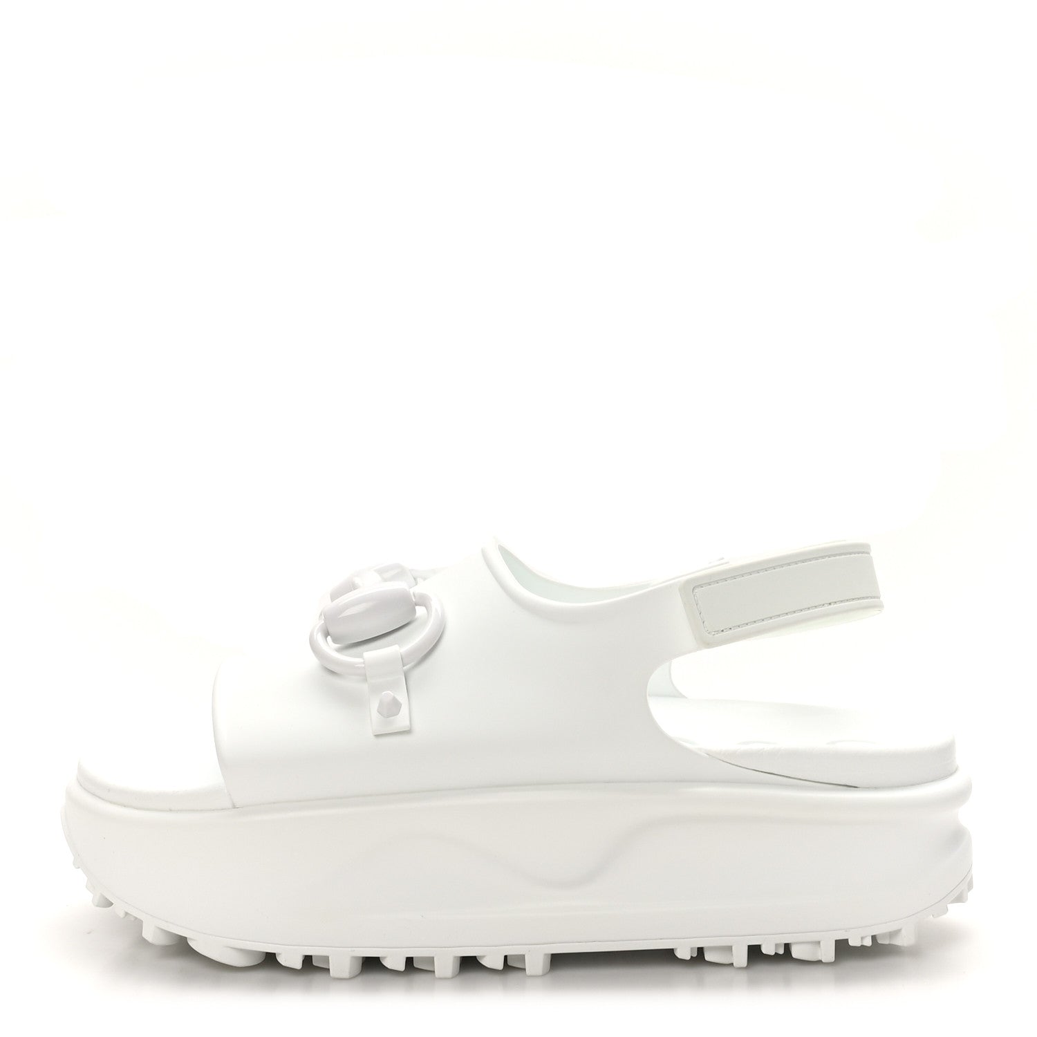 Soft Rubber Horsebit Touch Womens Strapped Sandals 37 Great White