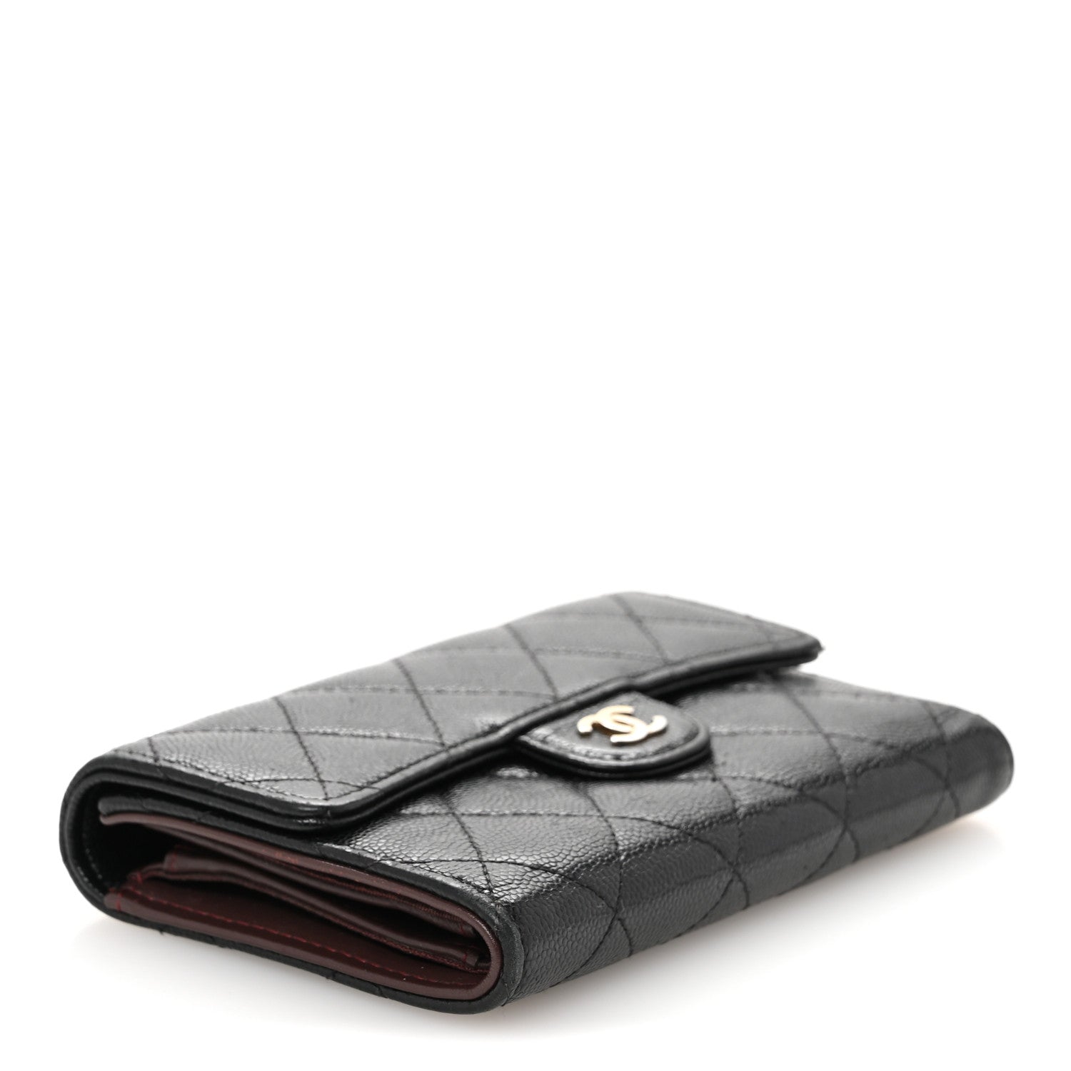 Caviar Quilted Medium Flap Wallet Black