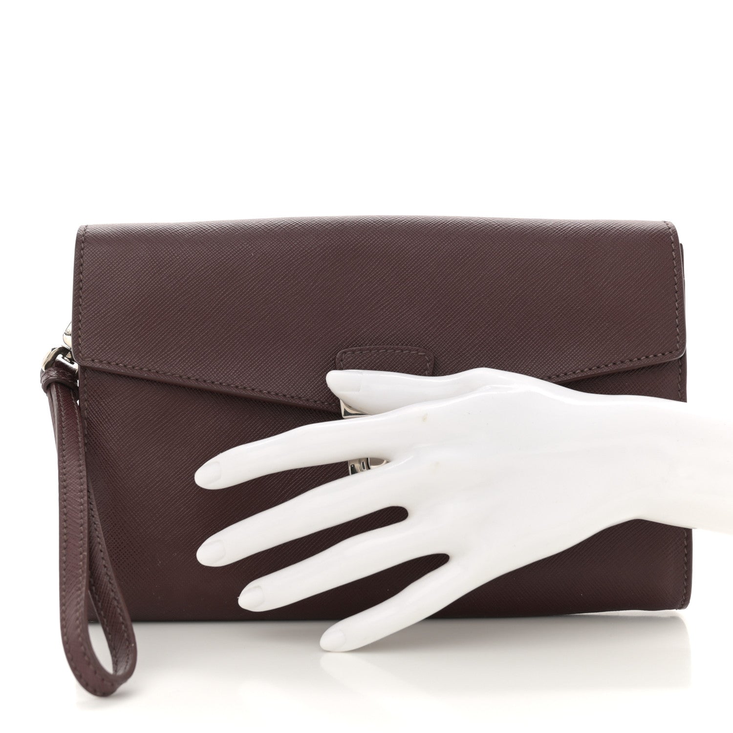 Saffiano Clutch Wristlet Burgundy