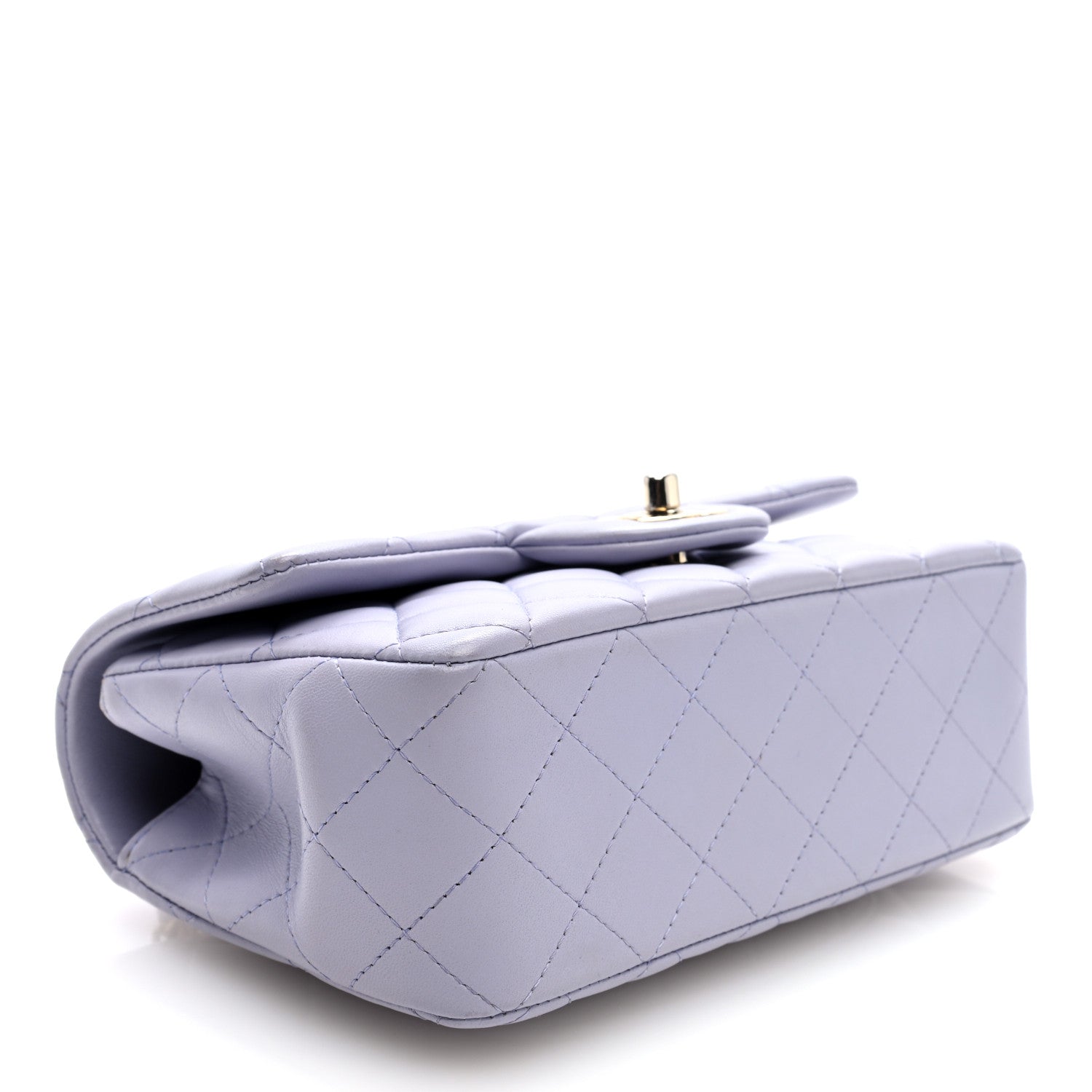 Lambskin Quilted Mini Top Handle Rectangular Flap Light Purple