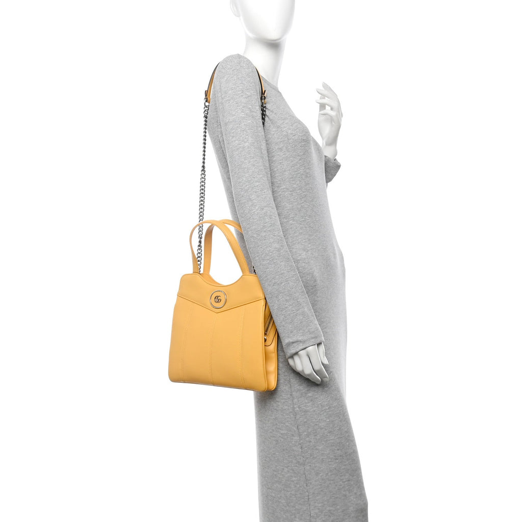 Senna Calfskin Petite GG Small Tote Bag Sunny Yellow