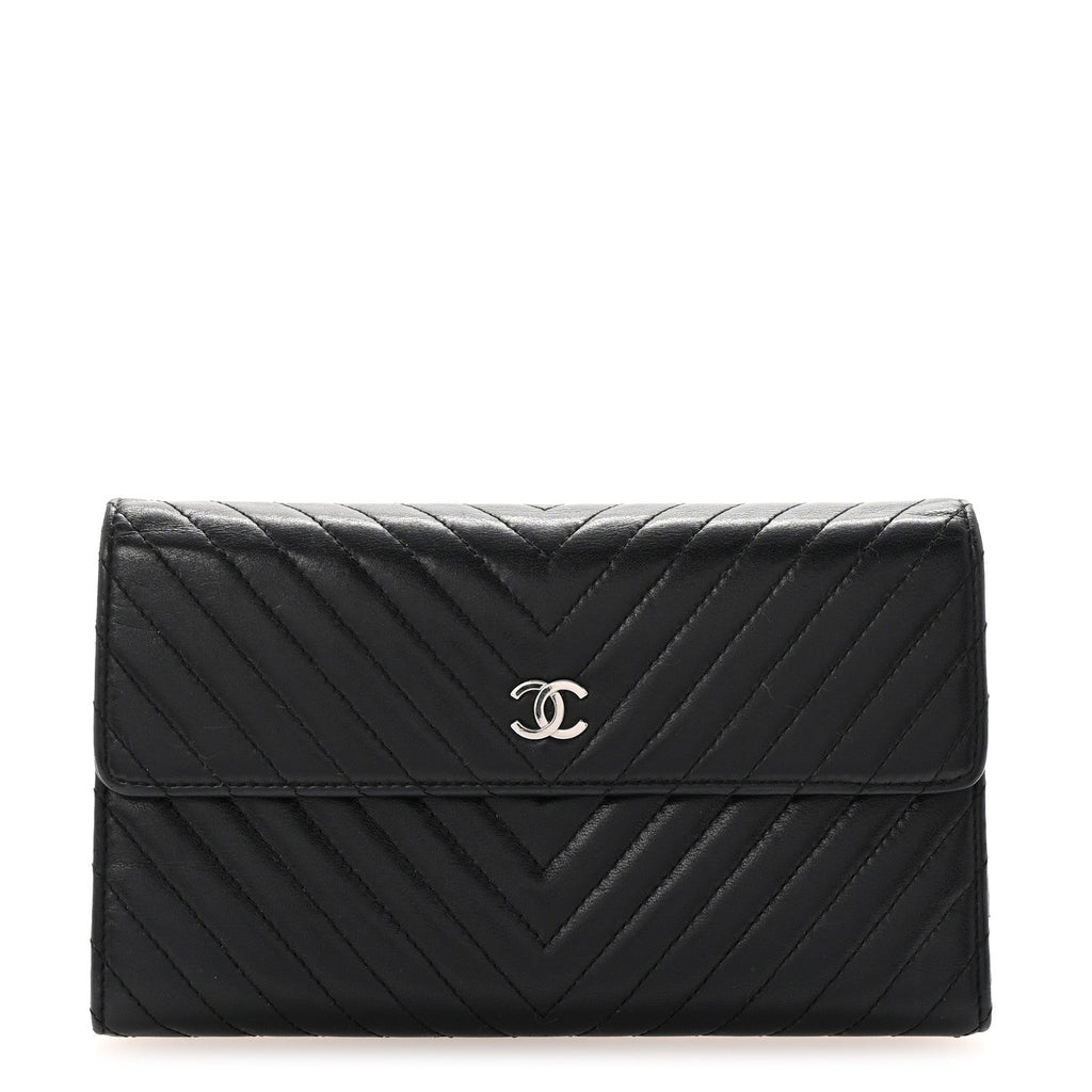 Cafskin Chevron Quilted Flap Wallet Black