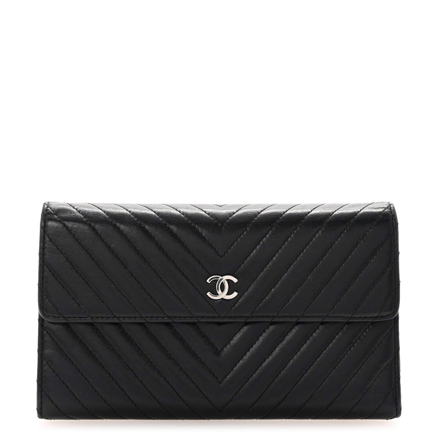 Cafskin Chevron Quilted Flap Wallet Black
