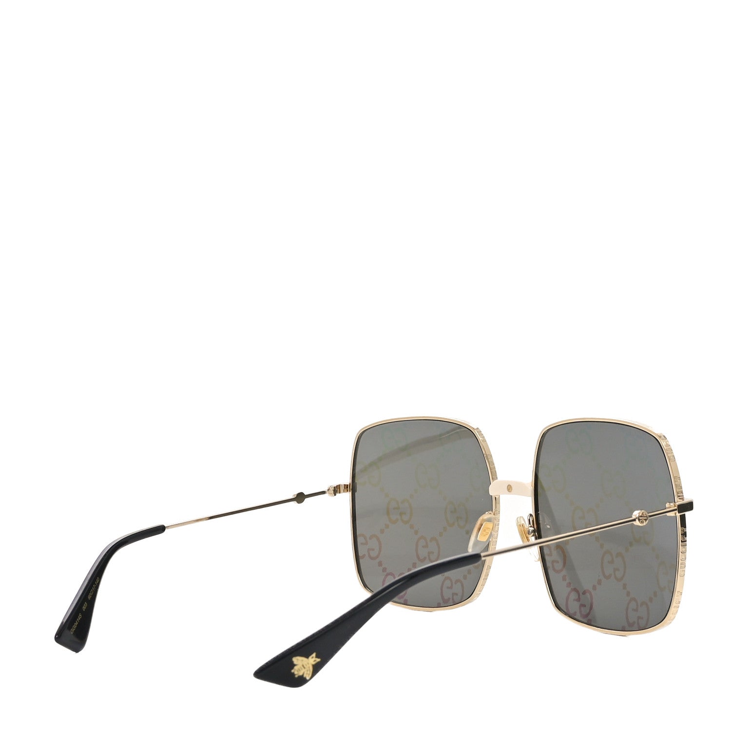 Metal Rectangular Frame Sunglasses GG0414S Gold Multicolor
