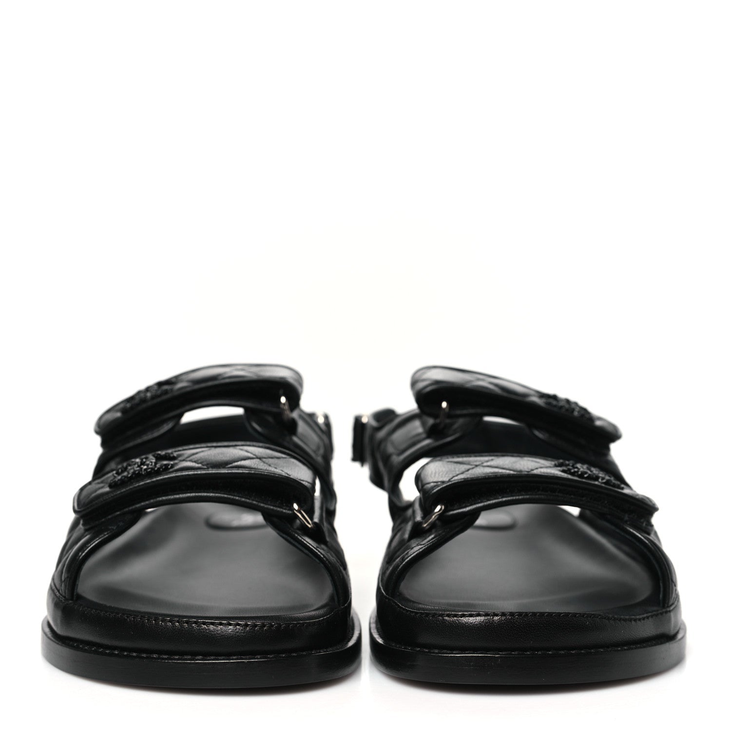 Lambskin Velcro Dad Sandals 40 Black