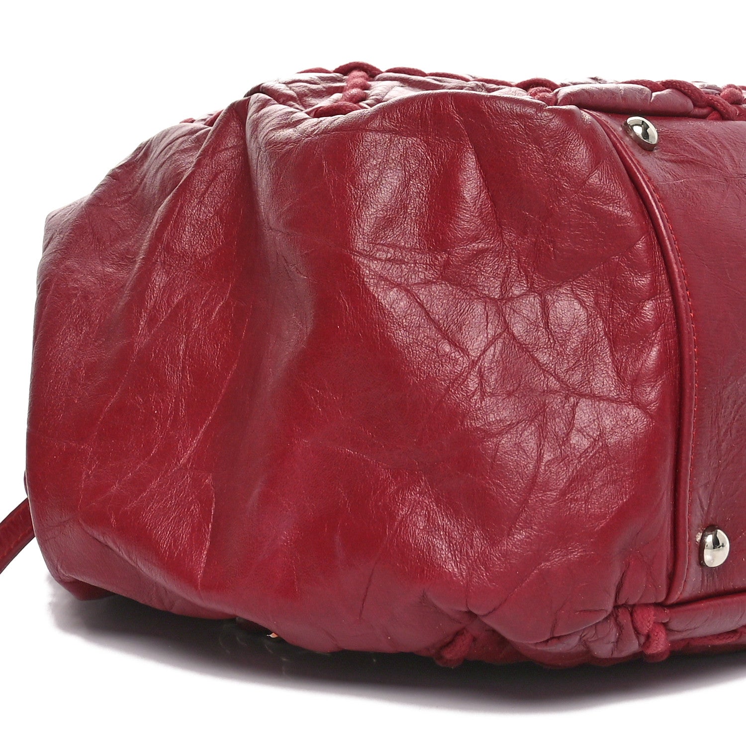 Calfskin Ultra Stitch Large Bowler Red