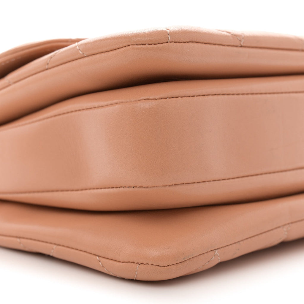 Lambskin Quilted Small Trendy CC Dual Handle Flap Bag Camel