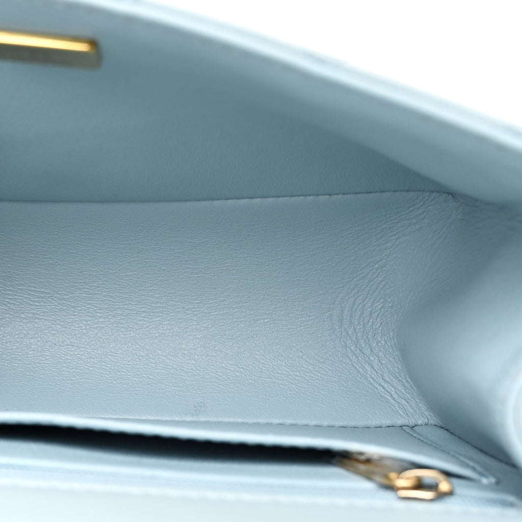 Aged Calfskin Quilted 2.55 Reissue Mini Flap Light Blue
