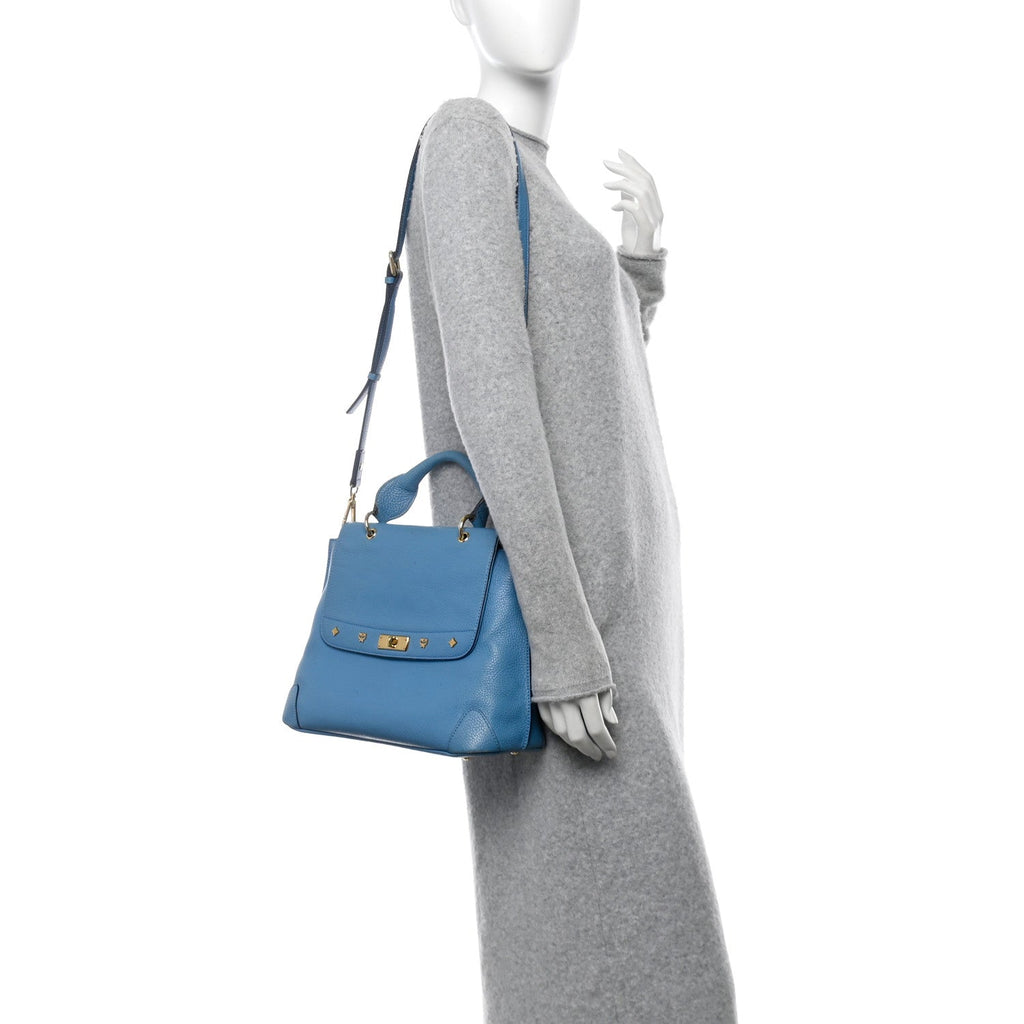 Grained Calfskin First Lady Satchel Blue