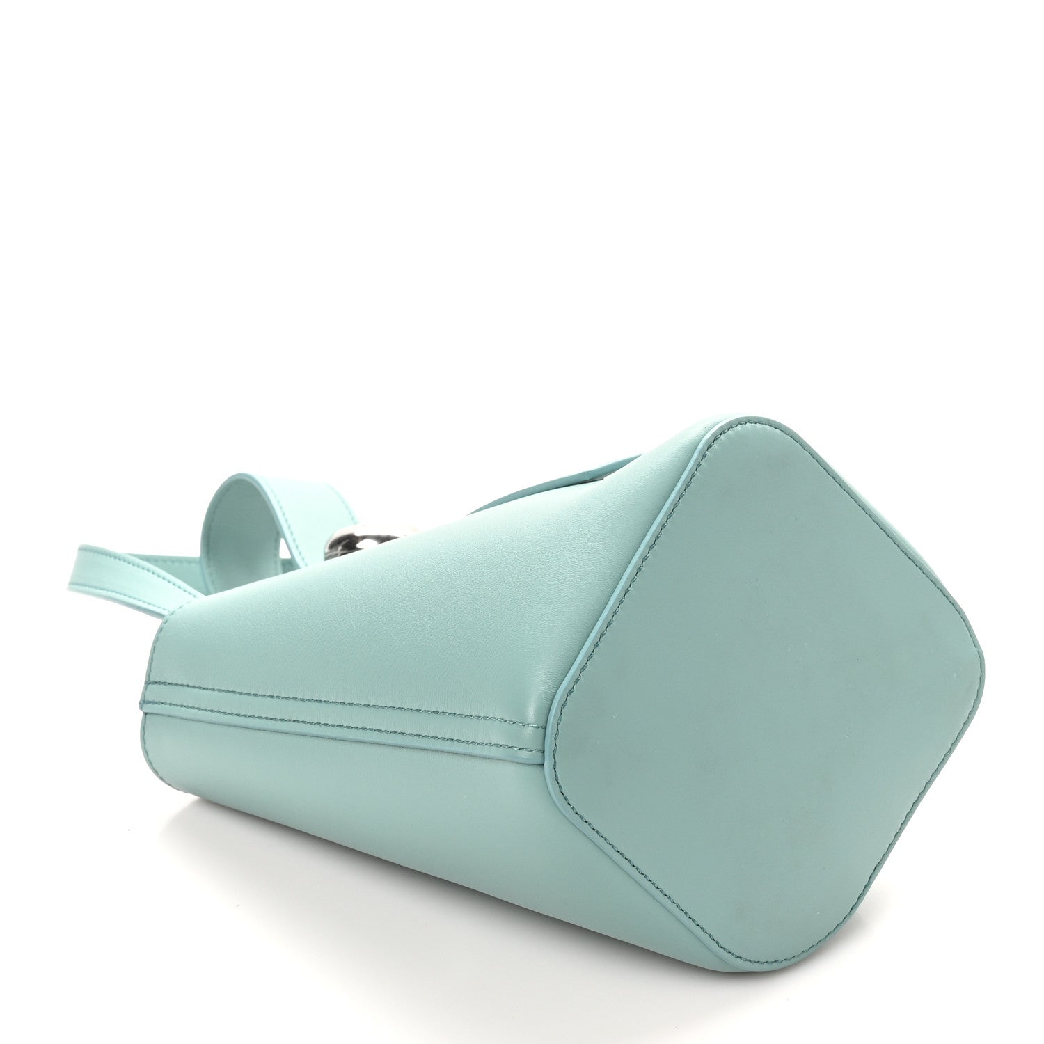 Soft Grained Calfskin Mini Pebble Bucket Bag Water