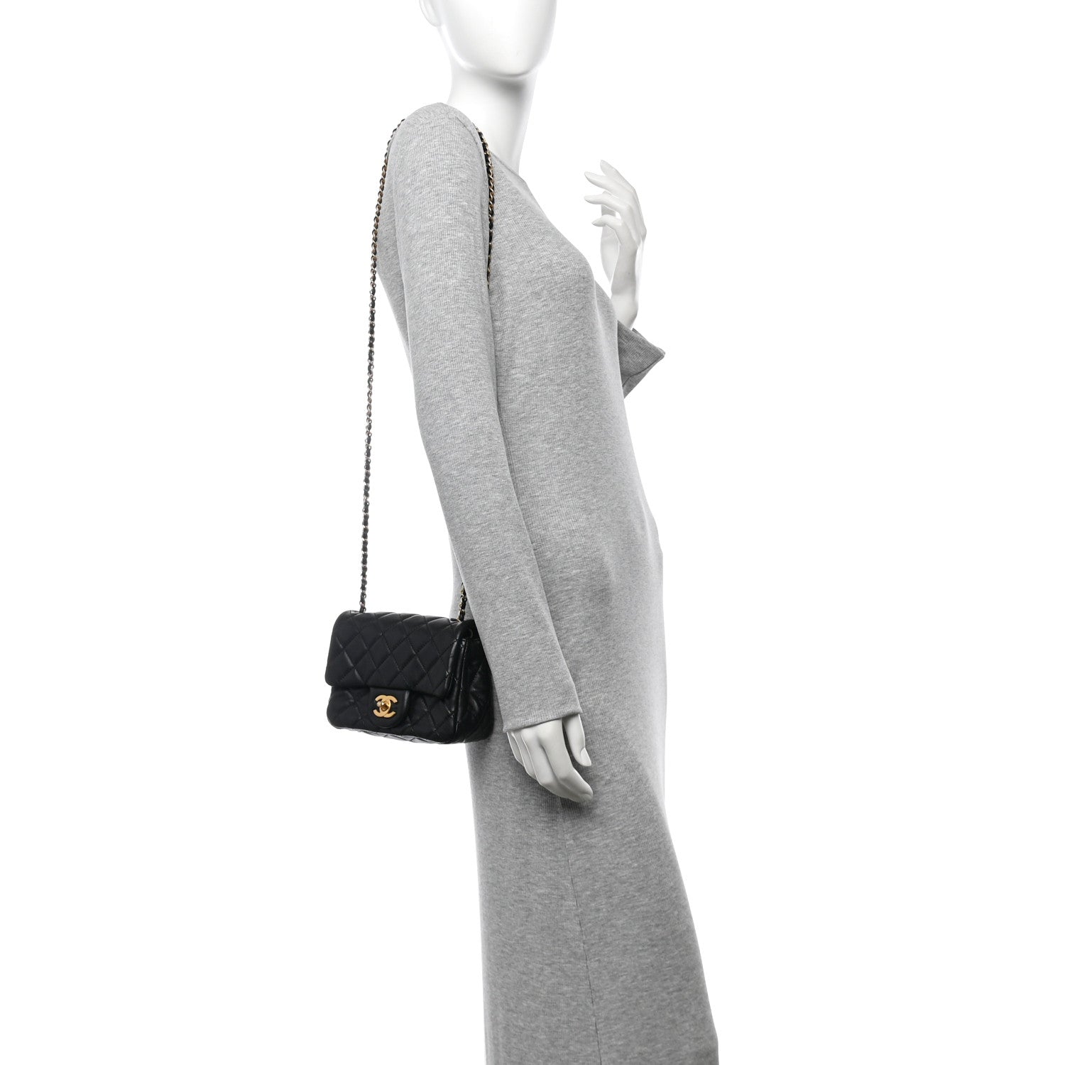 Lambskin Quilted Mini Pearl Crush Flap Black