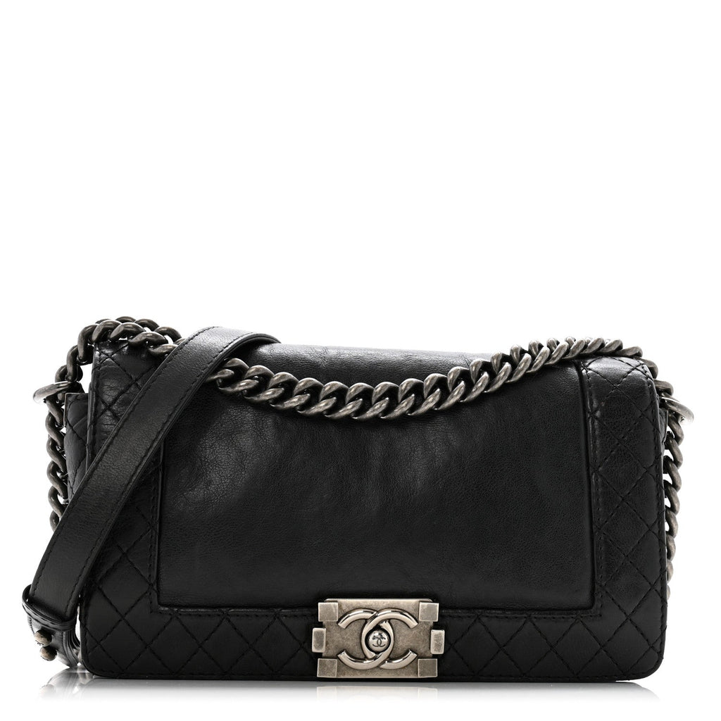Calfskin Medium Boy Reverso Flap Black