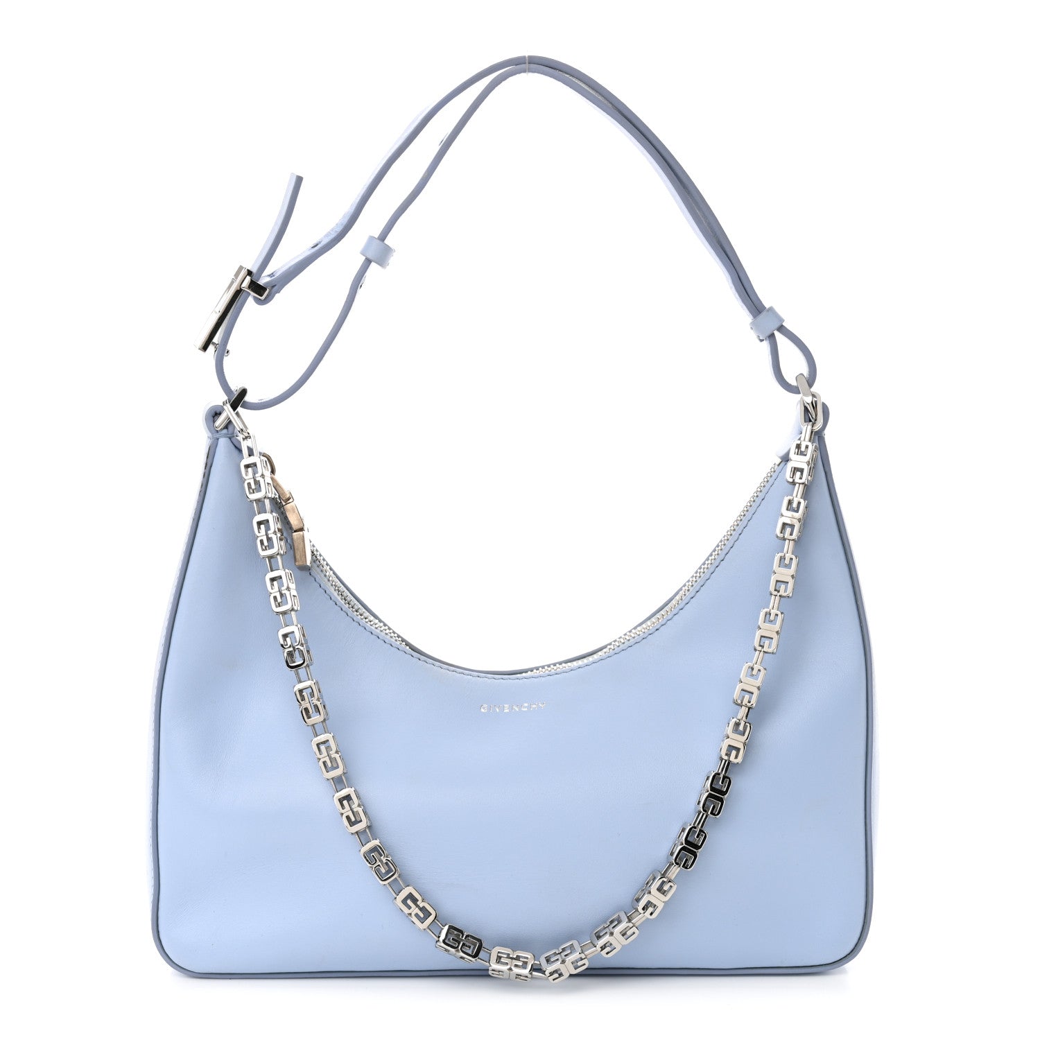 Smooth Calfskin Small Moon Cut Out Shoulder Bag Baby Blue