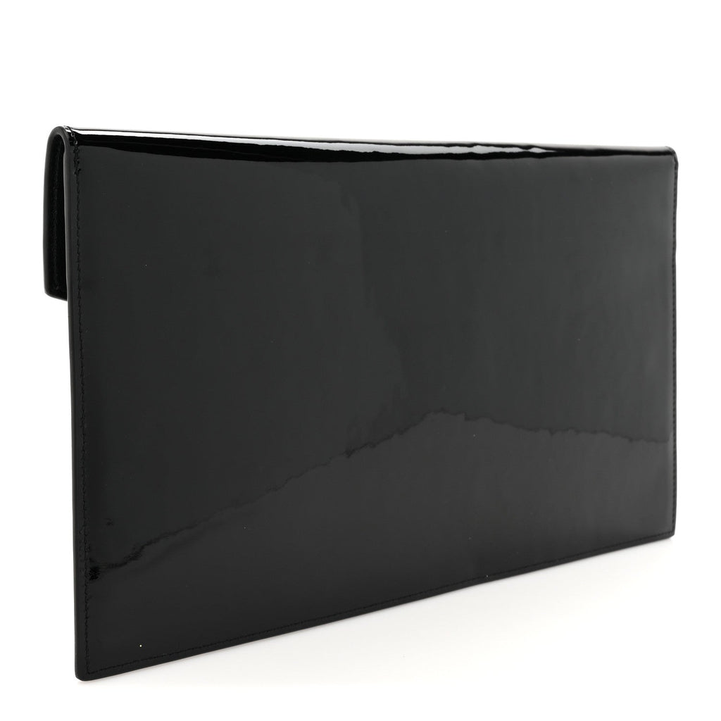 Patent Calfskin Monogram Uptown Clutch Black