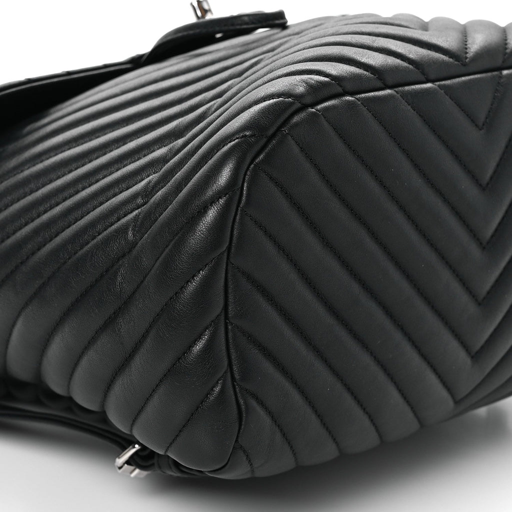 Calfskin Chevron Quilted Large Urban Spirit Backpack Black