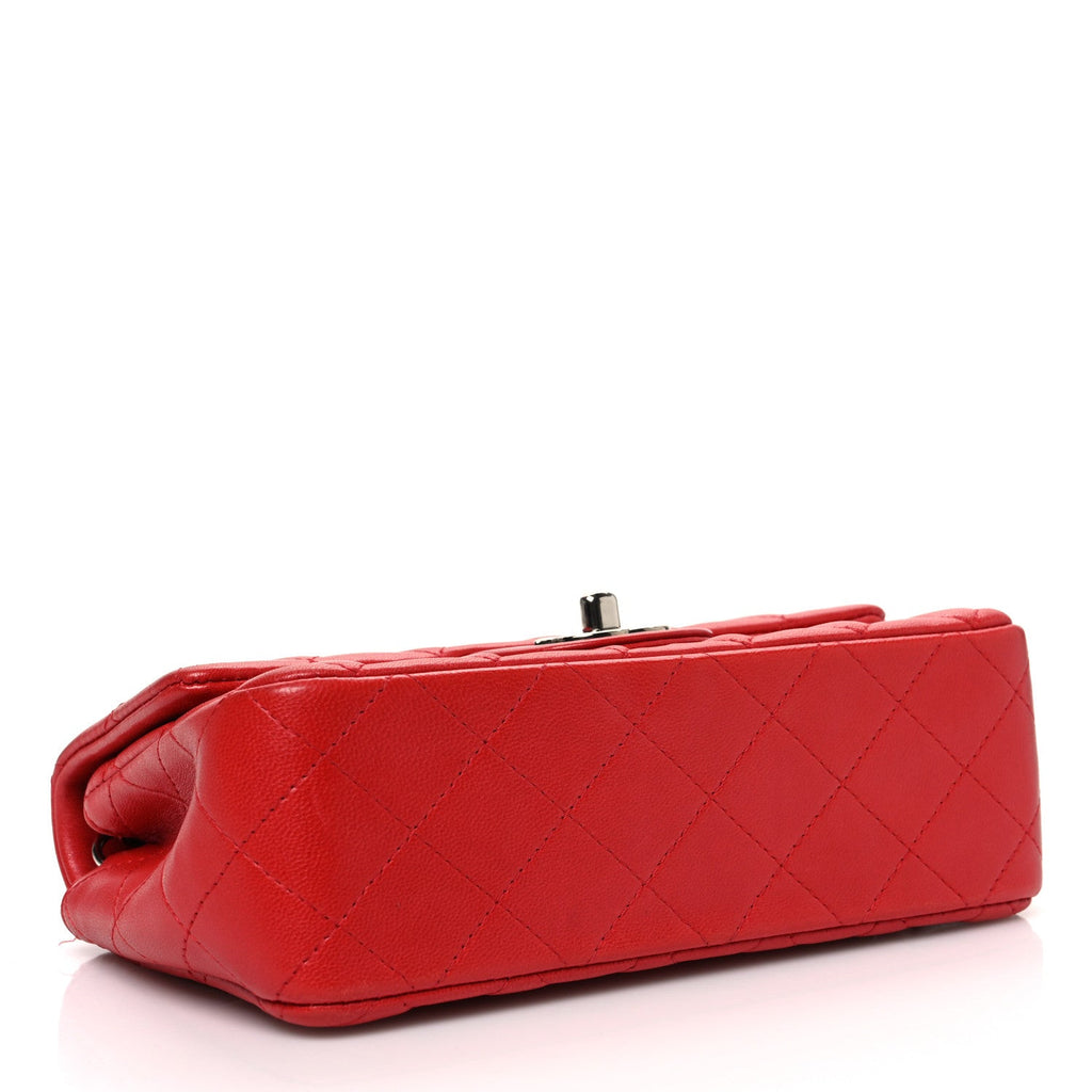 Lambskin Quilted Mini Rectangular Flap Red