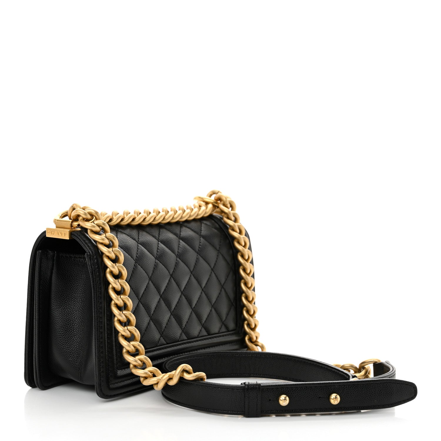 Caviar Quilted Small Boy Flap Black